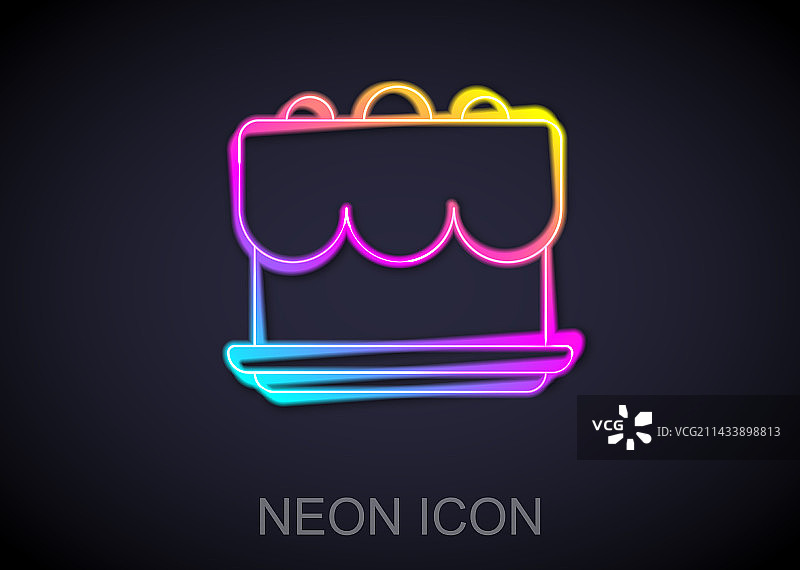 发光霓虹灯线条蛋糕图标图片素材