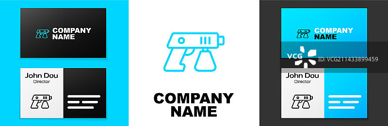 白色背景上的蓝色线条喷枪图标图片素材