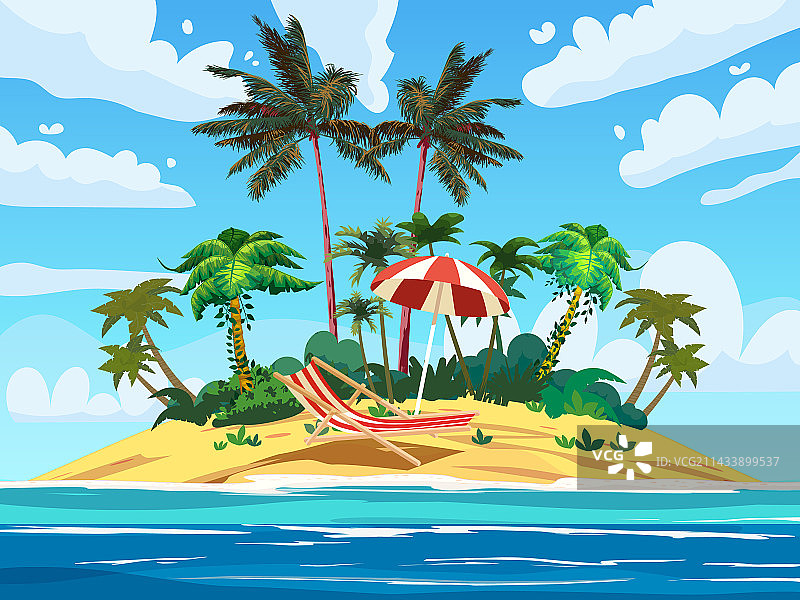 热带度假岛屿躺椅图片素材