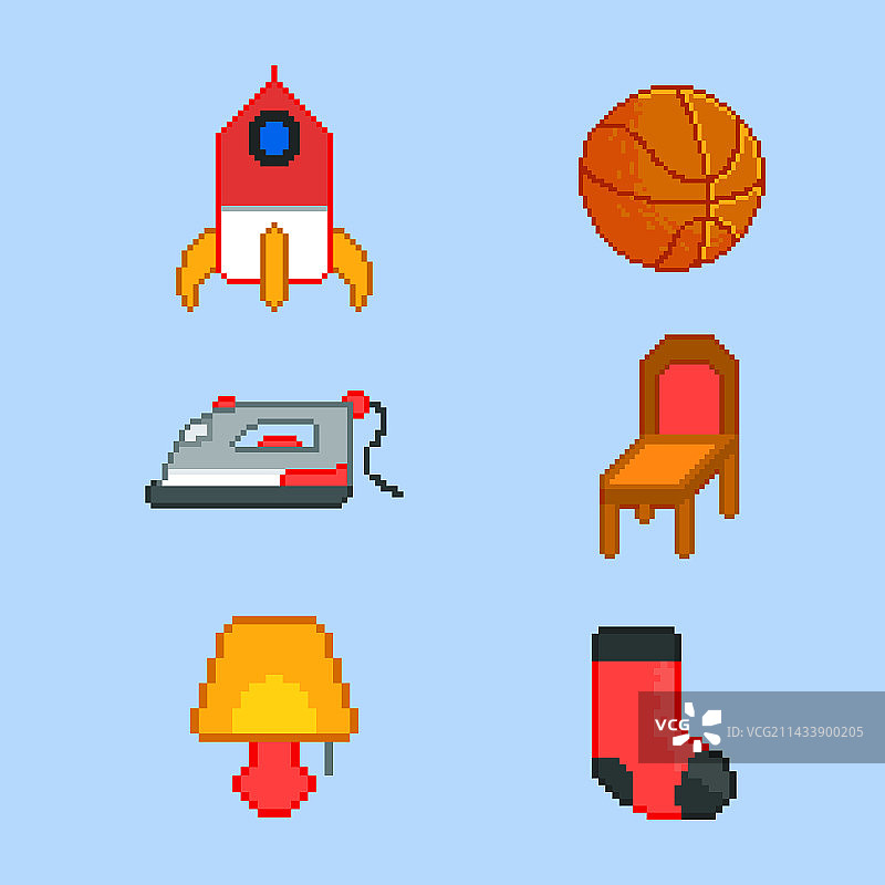 扁平风格像素艺术元素合集图片素材