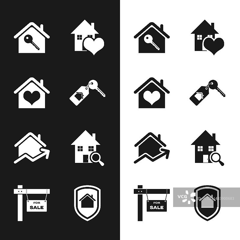 房屋与钥匙心形上升成本图片素材