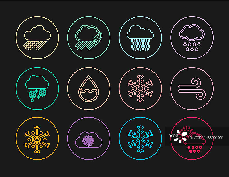 线稿雪云太阳风雨图片素材