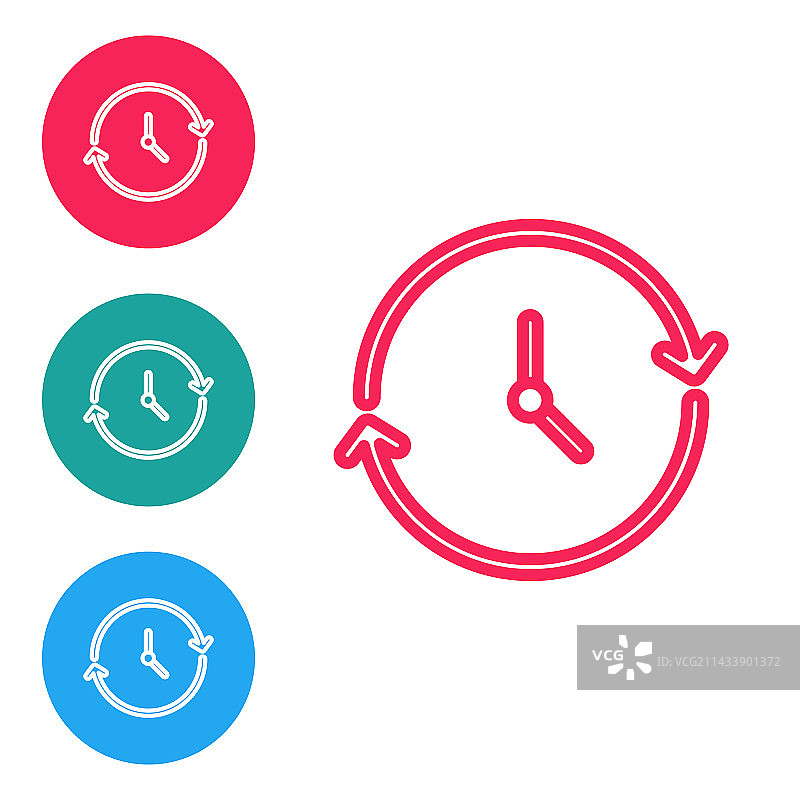 白色背景上的红色线条时钟图标图片素材