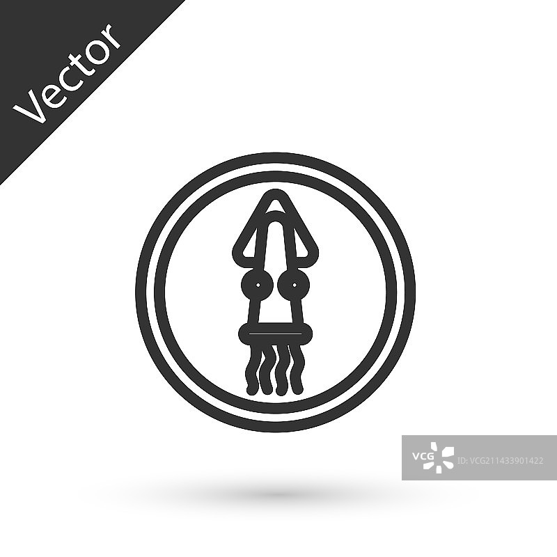 灰色线条盘子上的章鱼图标图片素材