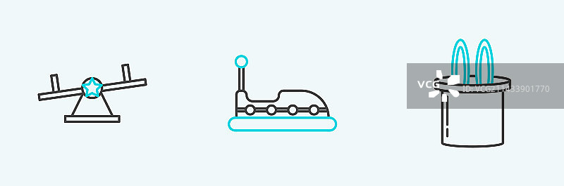 魔术师帽子和兔耳朵跷跷板图片素材