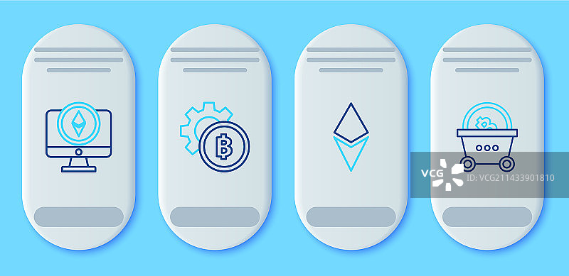 比特币以太坊加密货币线条素材图片素材