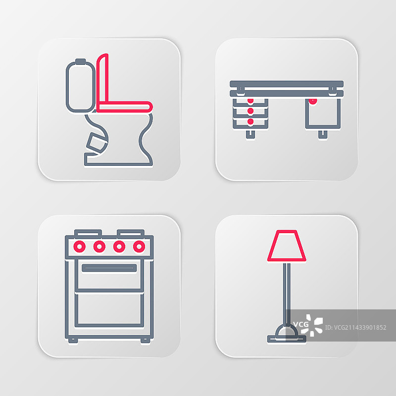 落地灯、烤箱、办公桌和马桶系列图片素材