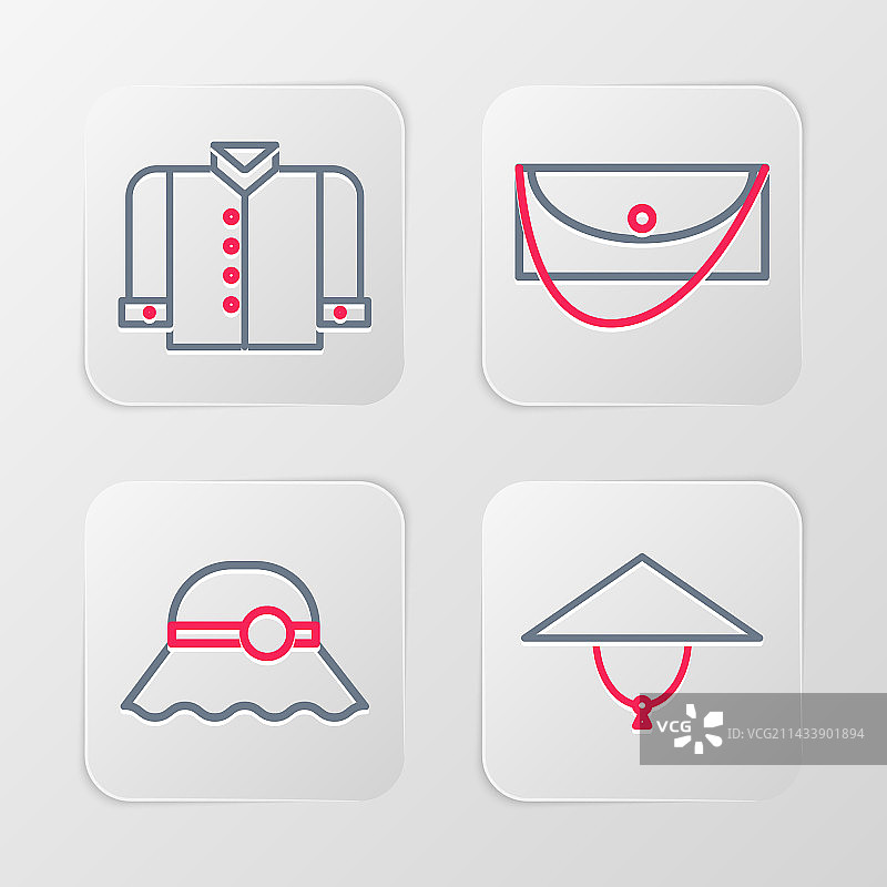 戴斗笠的优雅亚洲女性手拿手包图片素材