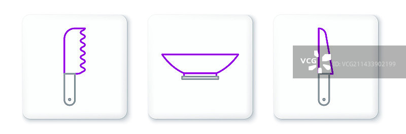 餐具线条：刀、面包刀和碗图标图片素材