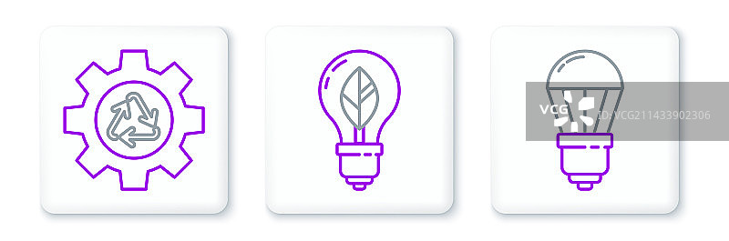 LED灯泡回收标志和齿轮组合图片素材