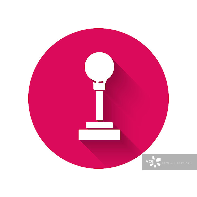 白色换档杆图标，长阴影效果图片素材