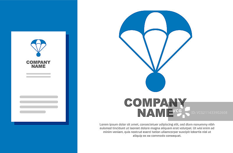 白色背景上的蓝色降落伞图标图片素材