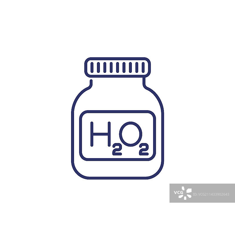 白色背景上的过氧化氢H2O2线性图标图片素材