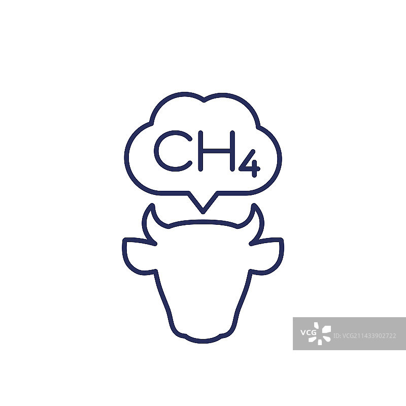 牛甲烷排放量线性图标图片素材