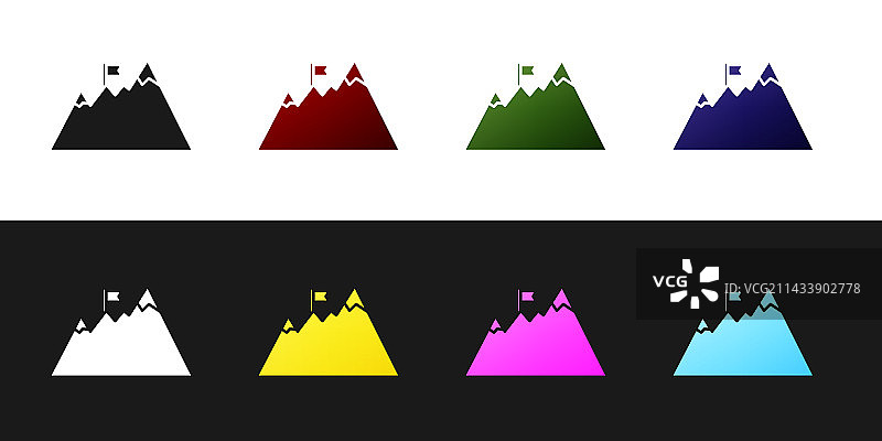 山顶带旗帜的图标图片素材
