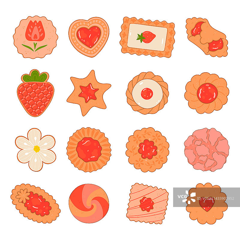 俯视草莓饼干套装图片素材