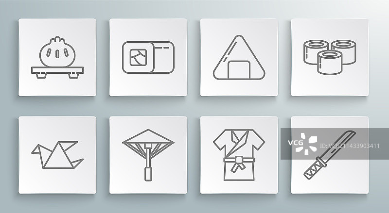 折纸鸟、寿司和日式雨伞系列图片素材