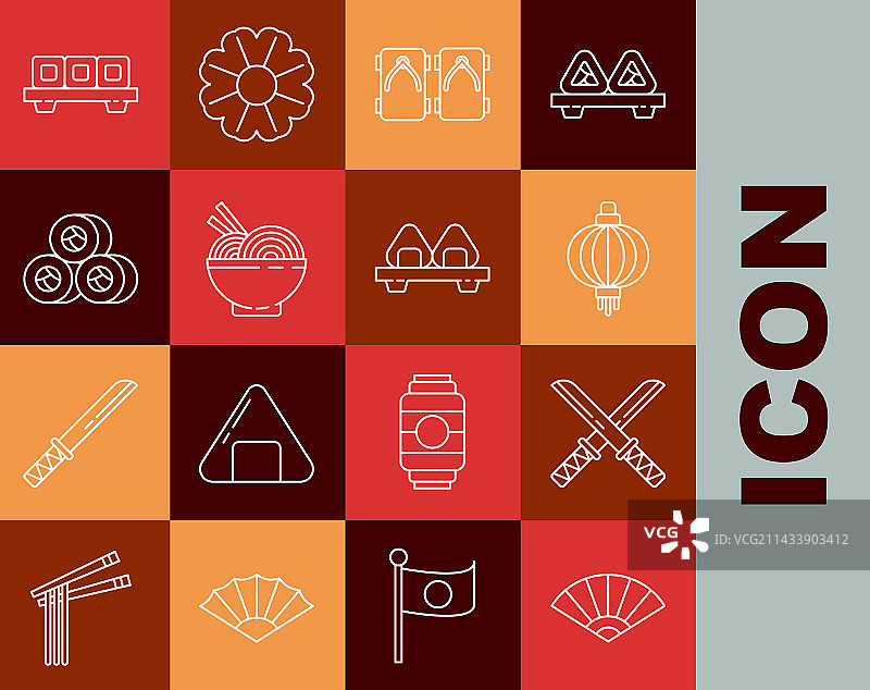 中式或日式折扇套装图片素材