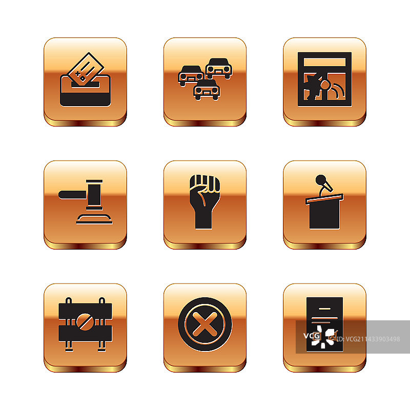 投票箱路障X标记十字组合图片素材