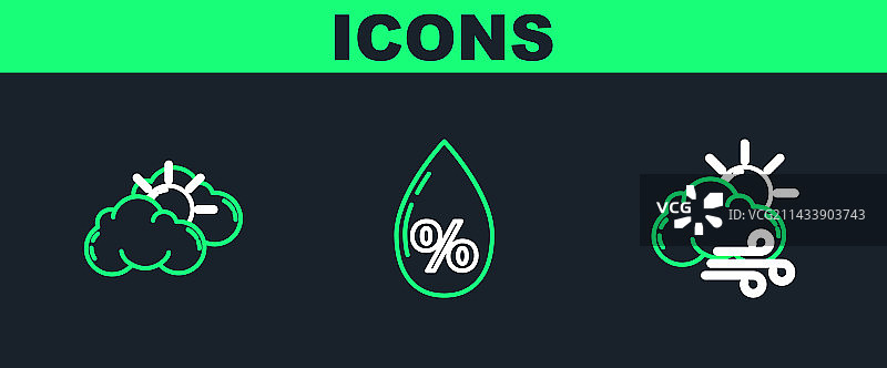 晴天多云水面线条组合图片素材