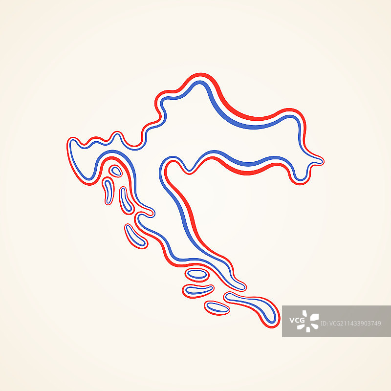 克罗地亚轮廓地图图片素材