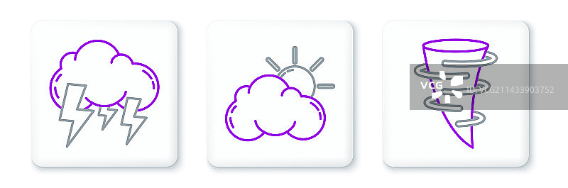 龙卷风暴风雨天气线条合集图片素材