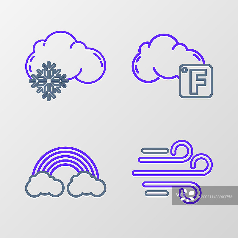 线条图案的风、彩虹云和华氏度图片素材