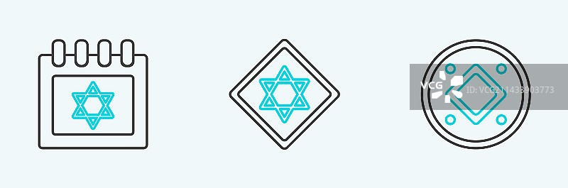 大卫之星犹太硬币日历合集图片素材