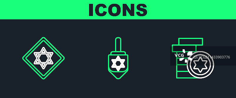 犹太硬币大卫之星光明节合集图片素材