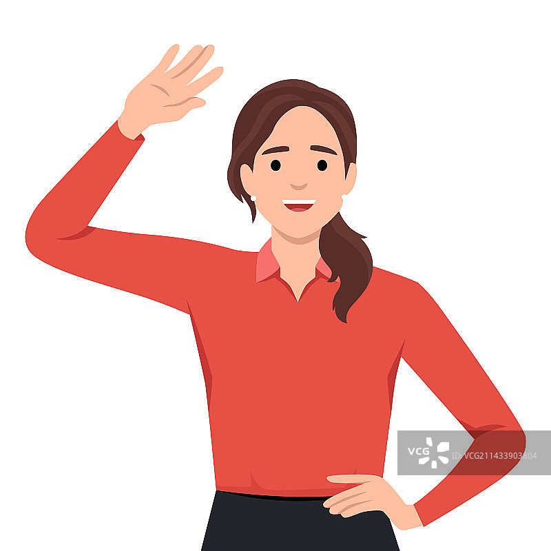 打招呼的年轻漂亮女人图片素材