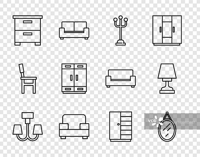 吊灯镜子衣帽架扶手椅图片素材