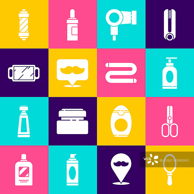 美发师剪刀乳霜手持镜子合集图片素材