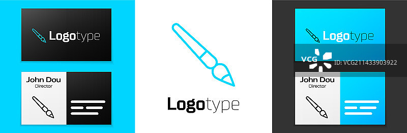 白色背景上的蓝线画笔图标图片素材