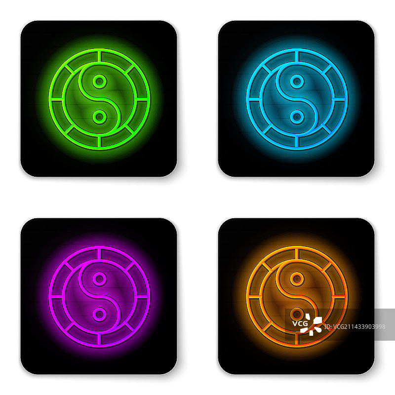 和谐与平衡的发光霓虹灯阴阳符号图片素材