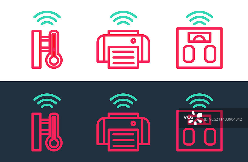 智能浴室秤温度计线条图标图片素材