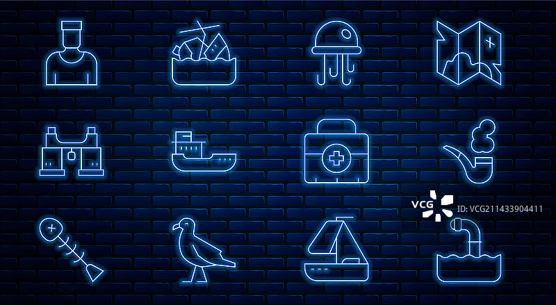 潜望镜烟斗水母货物线性图标图片素材