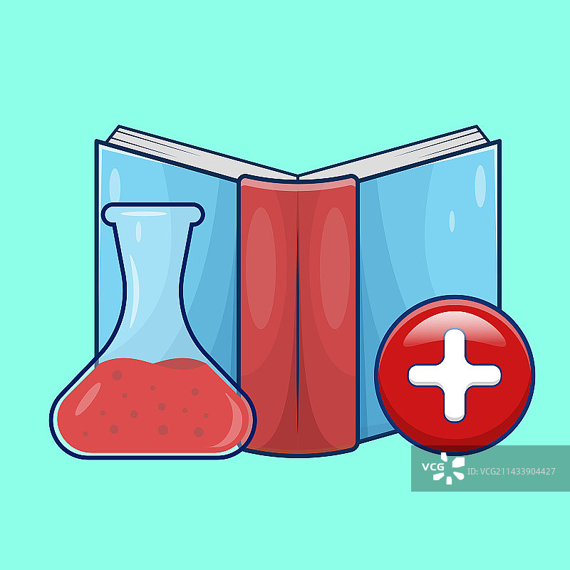 书籍和玻璃器皿科学研究概念图片素材