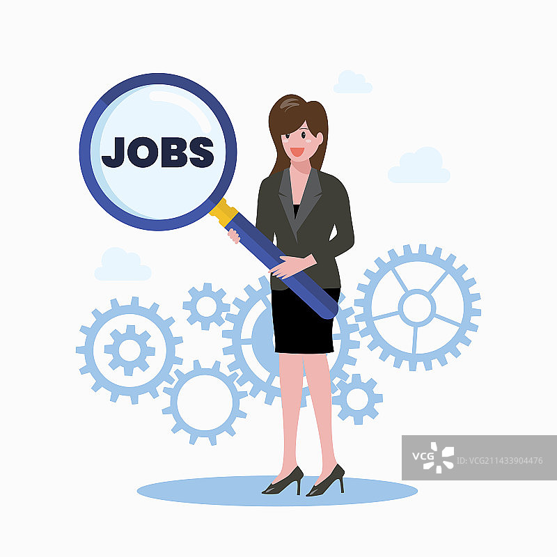 拿着放大镜的女商人图片素材