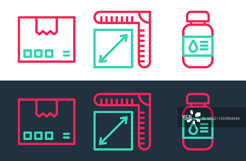 打印机墨水瓶纸箱纸板盒线条组合图片素材