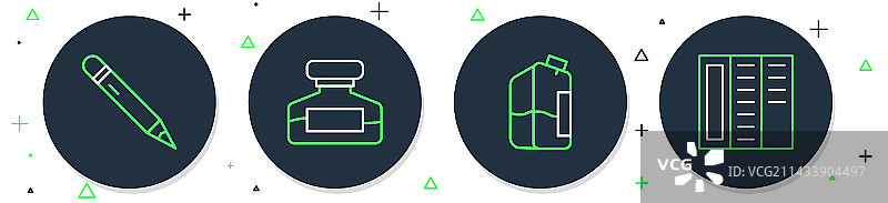 墨水瓶、打印机墨水和铅笔图片素材