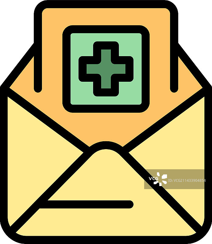 信封检测阳性扁平图标图片素材
