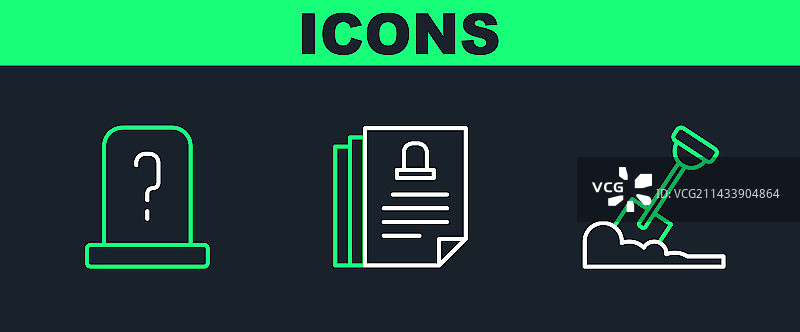 线条铲子插入地面坟墓图片素材