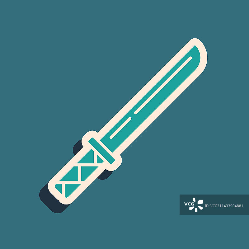 绿色日本传统武士刀图标图片素材