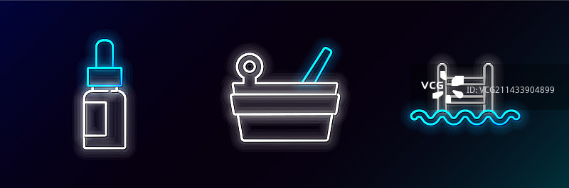 游泳池梯子精油线条组合图片素材