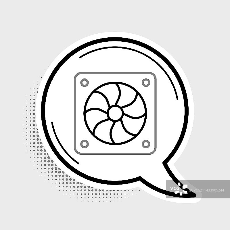 灰色背景上的线条电脑散热器图标图片素材