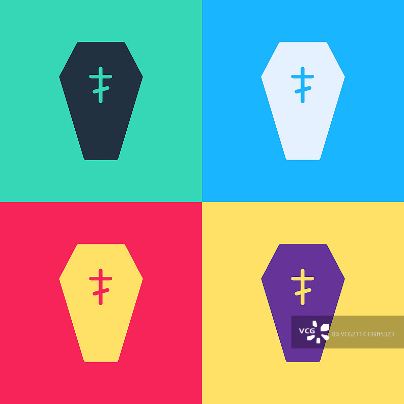 波普艺术风格带十字架的棺材图片素材