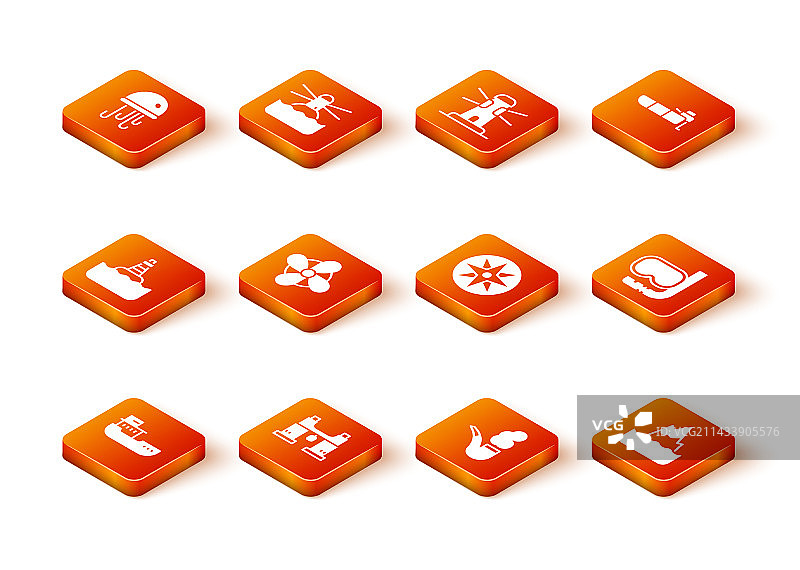 货船双筒望远镜漂浮浮标船套装图片素材