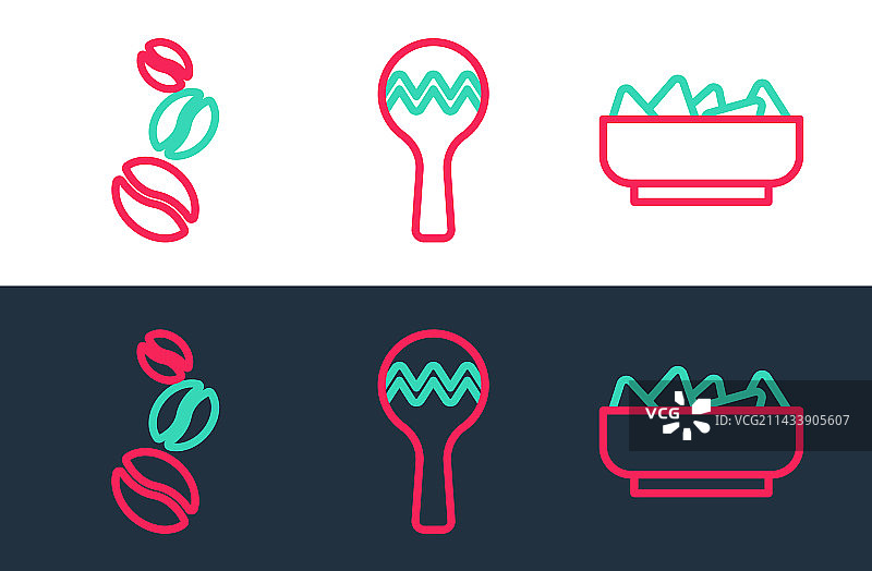 碗里的玉米片、咖啡豆和沙锤图片素材