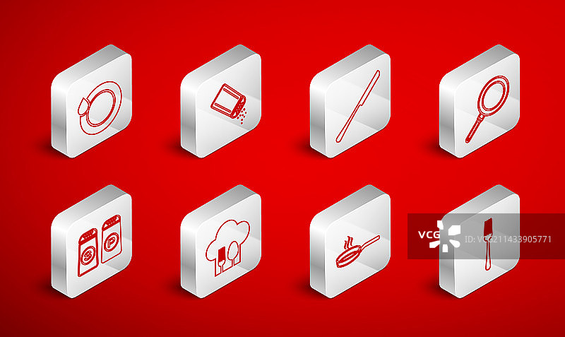 线条叉子盐胡椒刀煎锅图片素材