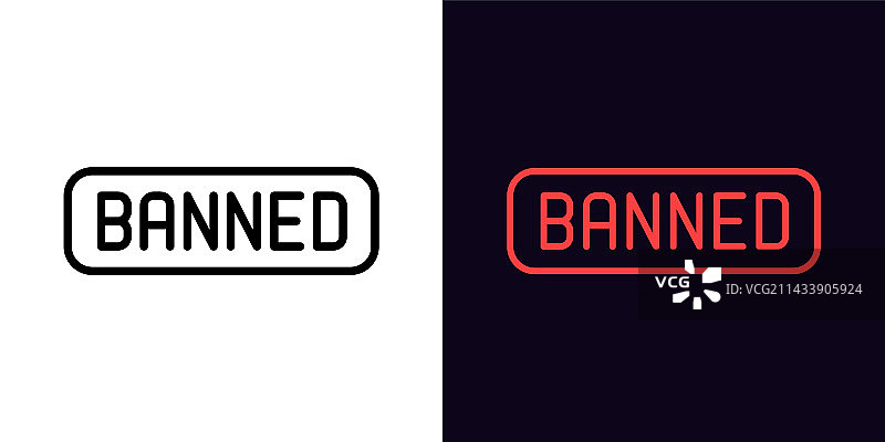 带有可编辑描边文本的禁止图标轮廓图片素材